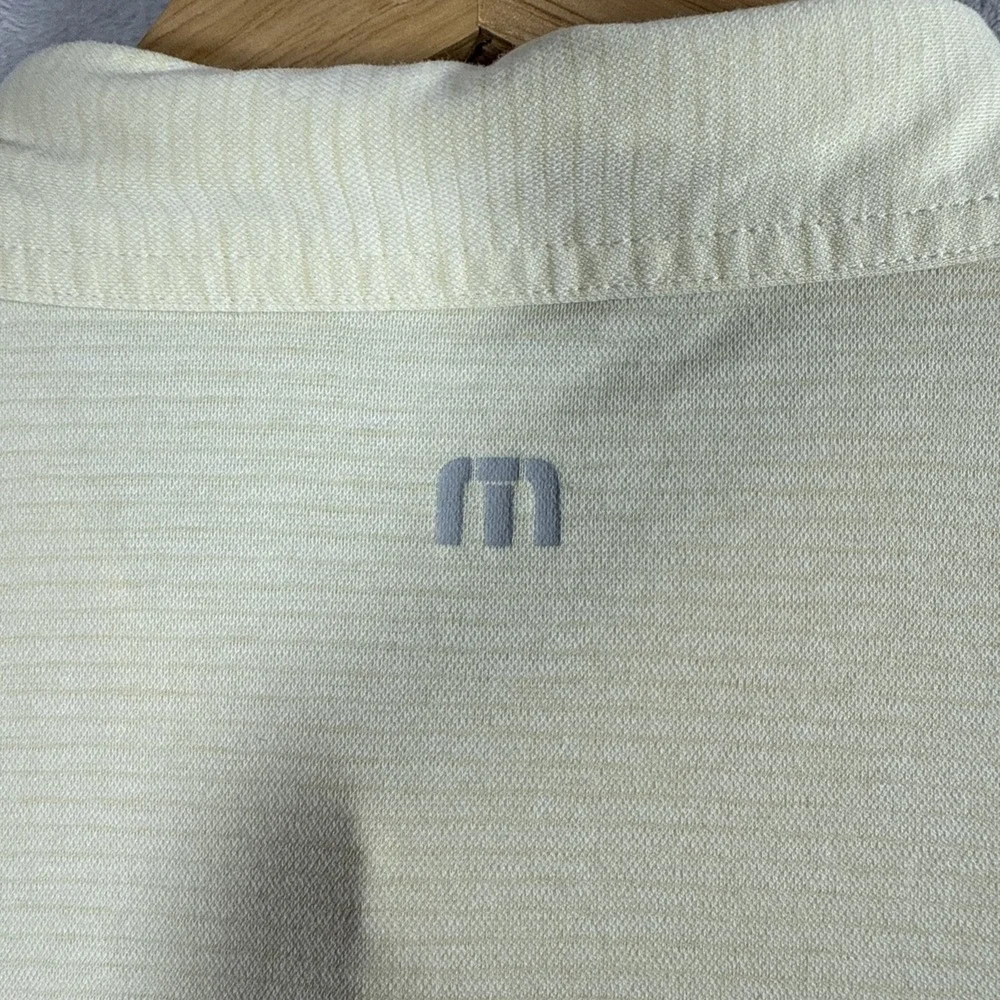 Travis Mathew Polo Shirt Mens X-Large Yellow Gray Stripe Pima Cotton SS Casual